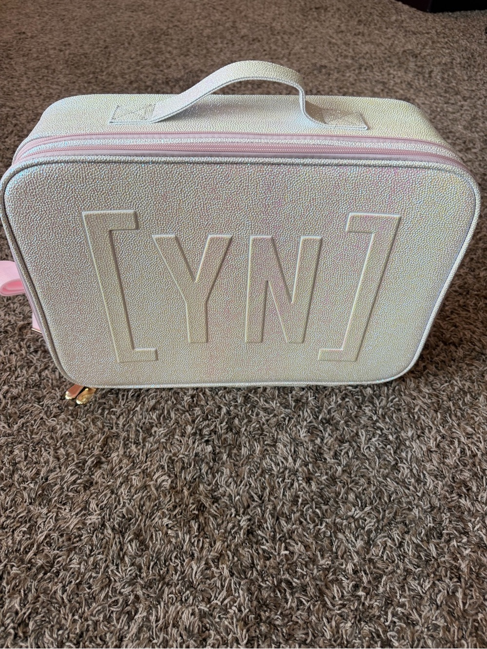 Young Nails Iridescent Pink Nail/Makeup Train Case